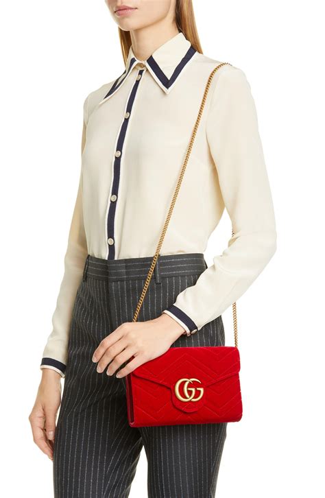 gucci marmont velvet love wallet on chain|gucci interlocking wallet on chain.